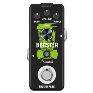 Amuzik Guitar Effect Pedal Booster Analog Guitar Boost Effects Pedals For Electric Guitar Classic Pure Signal Amplification Mini Size True Bypass