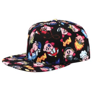 Kirby Sublimated All Over Print Flat Bill Snapback Hat Multicolored