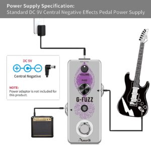 Amuzik Classic Guitar Pedals Analog Fuzz Effect Pedal Vintage G-Fuzz Effect Pedal For Electric Guitar Bass with True Bypass