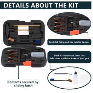 Raiseek Elite Version Pistol Cleaning Kit 9mm/.357.22.45.40 Caliber Gun Cleaning Kit and Handgun Cleaning Kit Portable Brass Brush with Case