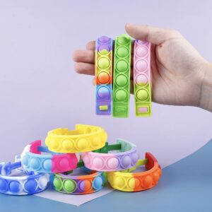 kapibarasensei 25PCS Push Pop Fidget Toy Fidget Bracelet, Durable and Adjustable, Multicolor Stress Relief Finger Press Bracelet for Kids and Adults ADHD ADD Autism