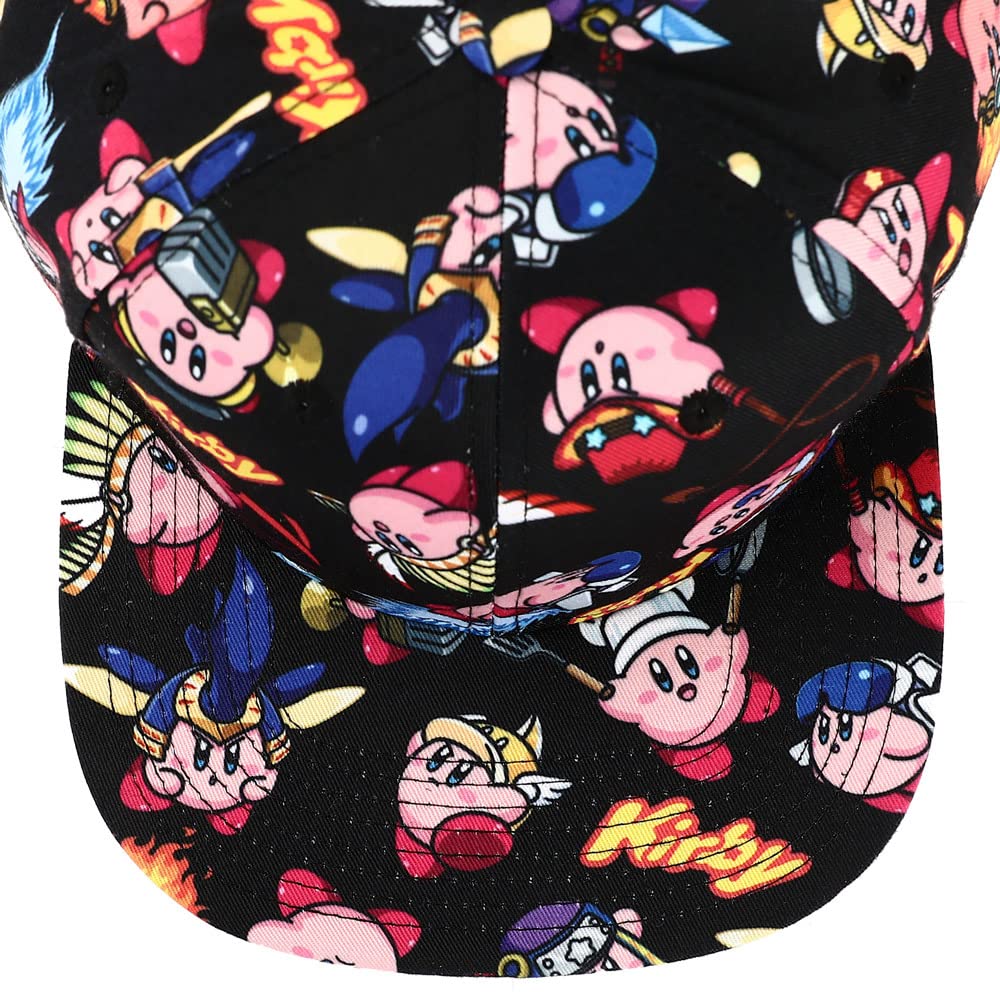 Kirby Sublimated All Over Print Flat Bill Snapback Hat Multicolored