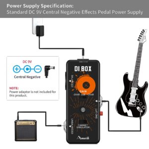 Amuzik Di Box Effect Pedal Matchbox Effector for Electric Guitar Pedal with Ture Bypass Mini Size