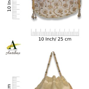 Stylish Aaribax Potli Bag: Large Indian Evening Handbag for Women, featuring Gold Clutch Purses with Handle, Perfect for Weddings & Parties