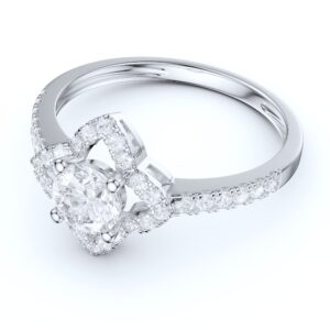 PRSTANI 14k White Gold Smooth Four-Point Star Halo 0.5ct Main Simulated Diamond Engagement Ring Promise Ring (9)