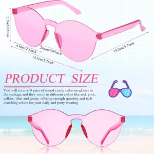 12 Pack Colored Glasses Round Rimless Sunglasses Transparent Candy Colored Sunglasses Tinted Eyewear Cool Sunglasses (Assorted Color)