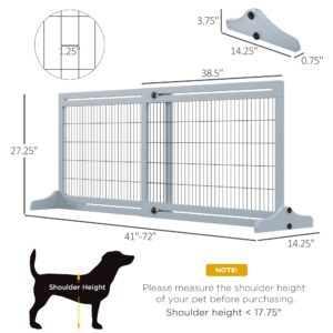 PawHut 72" W x 27.25" H Extra Wide Freestanding Pet Gate with Adjustable Length Dog, Cat, Barrier for House, Doorway, Hallway, Gray