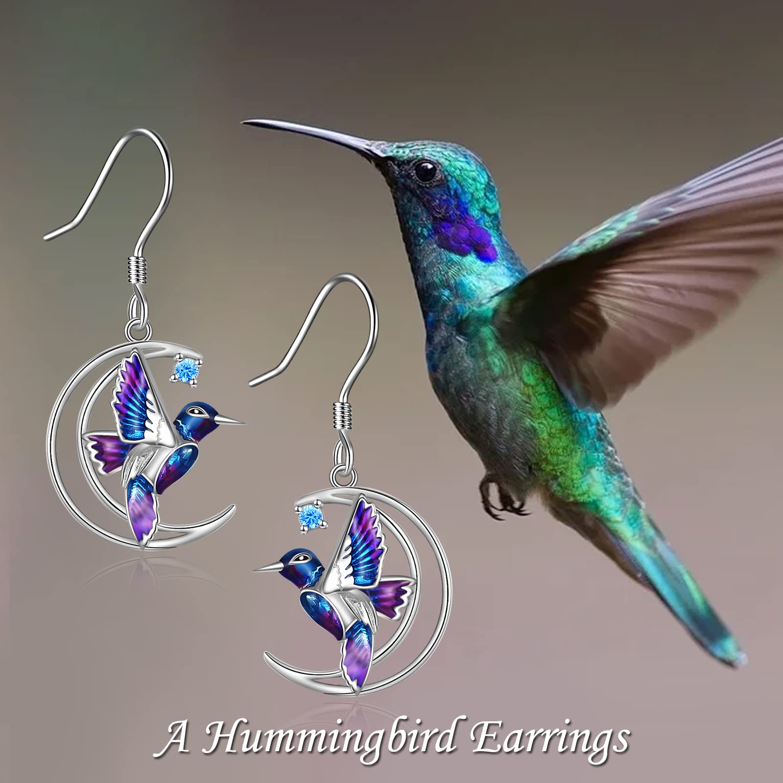 YFN Hummingbird Earrings Bird Dangle Earrings Sterling Silver Jewelry Hummingbird Gifts for Women