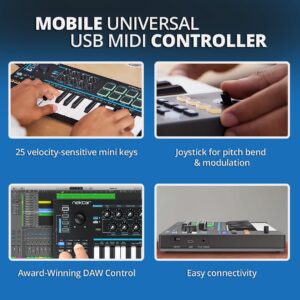 Nektar Impact LX Mini - USB MIDI Controller Keyboard with Nektar DAW Integration Black