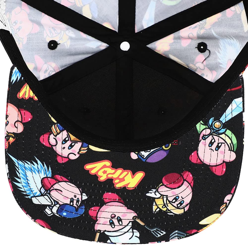 Kirby Sublimated All Over Print Flat Bill Snapback Hat Multicolored