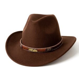 HUDANHUWEI Western Cowboy Hat Wide Brim Outdoor Fedora Hat Coffee