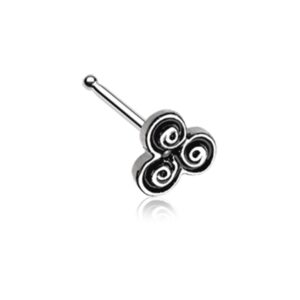 pierced owl 20ga stainless steel celtic triskele spiral filigree nose bone stud (silver tone)