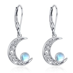 moon earrings 925 sterling silver moonstone earrings for women celtic moon dangle earring jewelry gifts for women