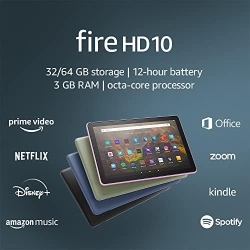 All-new Fire HD 10 tablet, 10.1", 1080p Full HD, 32 GB, latest model (2021 release), Black, without lockscreen ads