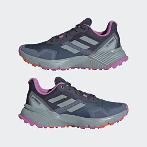 adidas Women's Terrex Soulstride Trail Running Shoe, Wonder Steel/Magic Grey Metallic/Pulse Lilac, 7.5