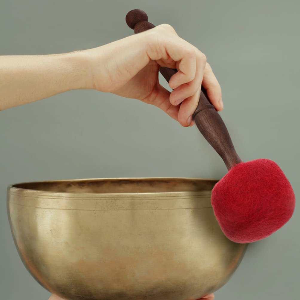 Singing Bowl Mallet Striker Stick: Wooden Sound Stick Buddha Red Sound Bowl Mallet Tibetan Bowl Felt Wrapped Striker for Meditation Yoga Relaxation