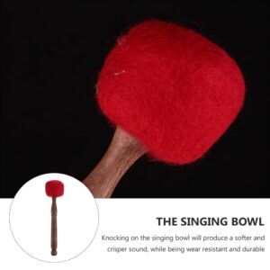 Singing Bowl Mallet Striker Stick: Wooden Sound Stick Buddha Red Sound Bowl Mallet Tibetan Bowl Felt Wrapped Striker for Meditation Yoga Relaxation