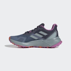 adidas Women's Terrex Soulstride Trail Running Shoe, Wonder Steel/Magic Grey Metallic/Pulse Lilac, 7.5