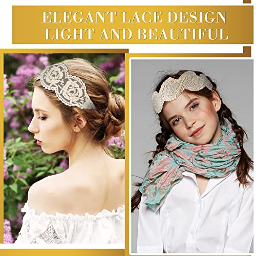 Dilunave 10 Pieces Lace Hairbands, Elastic Dressy Women Headbands, Cute Lace Stretch Headbands, Cloth Elegant Headband Women Hair Accessories, Wide Headwrap for Girls Teens