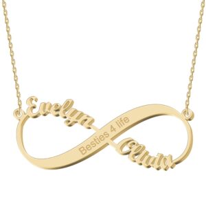 UMAGICBOX Personalized Gold Infinity Name Necklace with Heart Arrow Anchor Compass Mountain Constellation ​Forever Love Pendant Jewelry Birthday Gift Ideas for Women Girls Mother Daughter Friendship