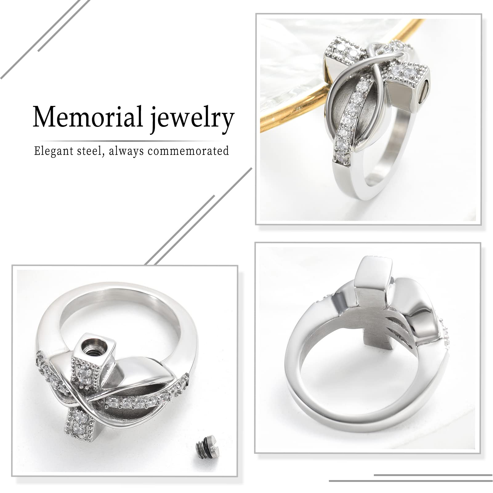 memorial jewelry Diamond Cross Ring Hold Loved Ones Ashes Cremation Urn Ring for Women Man Finger Ring