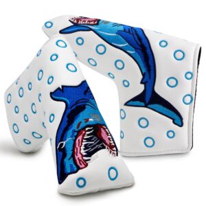 Shark Golf Blade Putter Club Head Cover Headcover Magnetic for Golf Clubs fits Blade Style Putters - Synthetic Leather Putter Cover for Scotty Cameron Select Newport series Putters