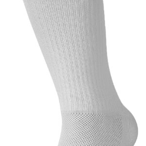 FUN TOES Men Crew Toe Socks Athletic Running Socks - Arch Support - Proper Toe Alignment - Breathable Mesh Top - Soft and Stretchy Value 6 Pairs Pack size 6-12 (White)