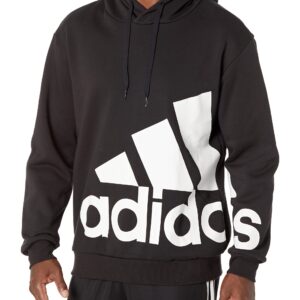 adidas Men's Essentials Giant Logo Fleece Hoodie, Black/White, Medium