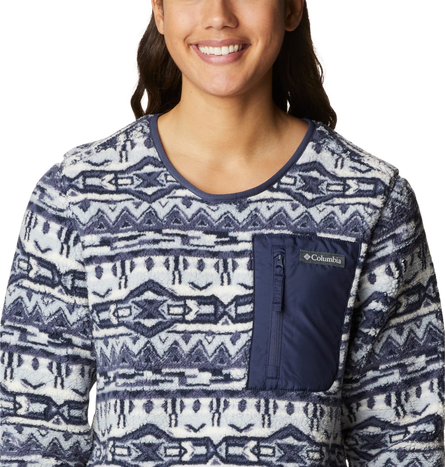 Columbia Women's West Bend Crew, Nocturnal 80S Stripe Print, Medium