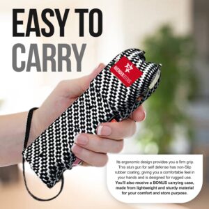 Avenger Defense Stun Gun for Self Defense - Protection Device for Women - Portable LED Flashlight (Cream White, Plastic)