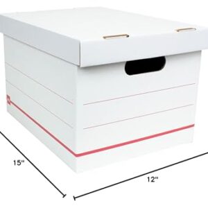 Office Depot® Brand Standard-Duty Corrugated Storage Boxes, Letter/Legal Size, 15" x 12" x 10", 60% Recycled, White/Red, Pack of 15