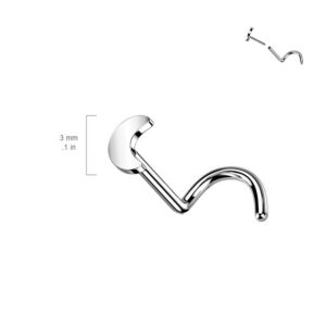 Pierced Owl 18-20GA G23 Implant Grade Titanium Crescent Moon Threadless Push in Nose Screw (18GA (1mm))