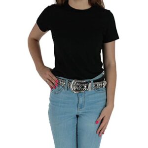 CTM® Women's 1 1/2 Inch Western Rhinestone Belt (Plus Size Available), 2XL, Black