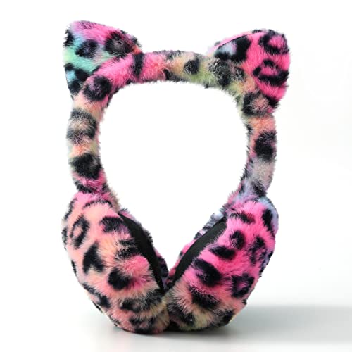 MEJORMEN Cute Animal Earmuffs Foldable Ear Warmers Winter Warm Plush Outdoor Ear Covers - Cat Ears