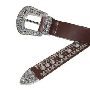 CTM® Women's 1 1/2 Inch Western Rhinestone Belt (Plus Size Available), 2XL, Black