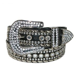 ctm® women's 1 1/2 inch western rhinestone belt (plus size available), 2xl, black