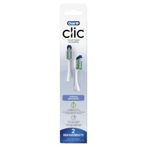 Oral-B Clic Toothbrush Whitening Replacement Brush Heads, White, 2 Count