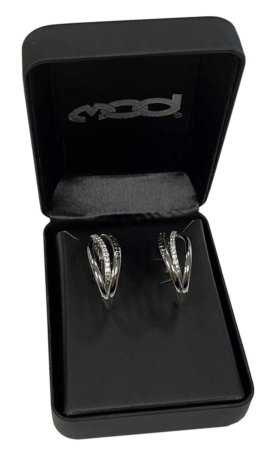 Harley-Davidson Women's Twisted Bling Stone H-D Hoop Earrings - Sterling Silver