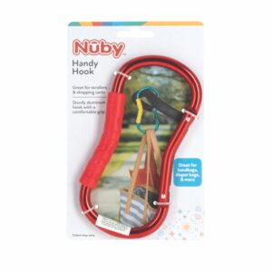 Nuby Large Handy Hook Carabiner Stroller Clip with Textured Soft Grip, Colors May Vary