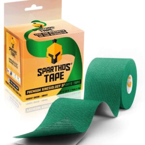 Sparthos Kinesiology Tape [Forest Green - 16.4ft Uncut Roll] x Ice Packs for Injuries [Size Medium + Cover]