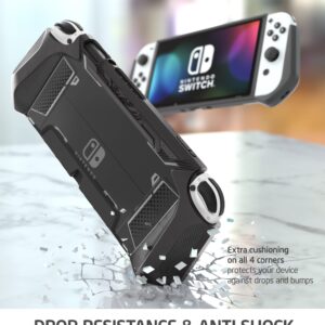 Mumba Dockable Case for Nintendo Switch OLED 2021, Blade Series TPU Grip Protective Cover Accessories Compatible with 7 Inch and Joy-Con Controller (Black)