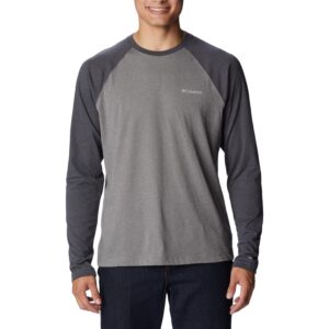 Columbia Men's Thistletown Hills Raglan Tee, City Grey Heather/Shark Heather, Medium