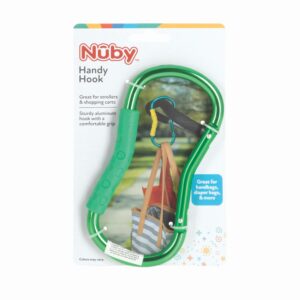 Nuby Large Handy Hook Carabiner Stroller Clip with Textured Soft Grip, Colors May Vary