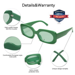 VANLINKER Rectangle Sunglasses for Women Retro Trendy Fashion Eyewear Narrow Thin Square Frame UV400 Protection VL9624 Green Frame/Green Lens