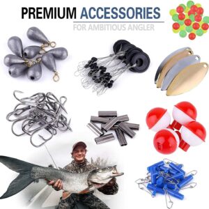 PLUSINNO Fishing Net Fish Landing Net, 263pcs Fishing Tackle Kit with Tackle Box