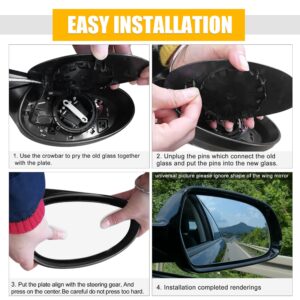 X AUTOHAUX Car Rearview Upper Right Passenger Side Non-Heated Mirror Glass Replacement with Plate for Ford Transit 150 250 350 2015-Onward