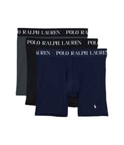 polo ralph lauren 4-d-flex performance mesh boxer briefs 3-pack cruise navy/polo black/charcoal grey lg