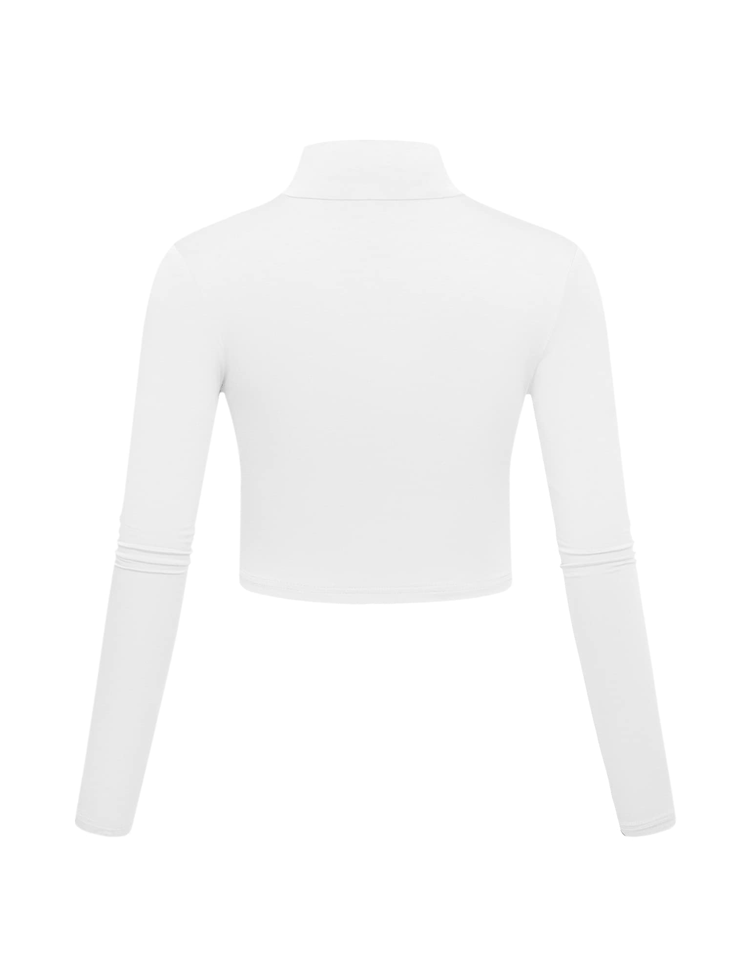 Kindcall Lightweight Mock Turtleneck Crop Tops Long Sleeve Casual Base Layer for Women or Teen Girls (White, Large)