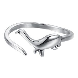 LOVECOM 925 Sterling Silver Dinasaur Ring Stacking Cute Animal Open Finger Rings Adjustable Rings Bands for Women Jewelry Birthday Graduation Gifts for Her