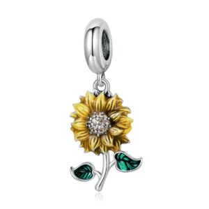 manhe charms sunflower charms sterling silver charms fit pandora charms bracelet,you are my sunshine charms pendant necklaces jewelry gifts for women girls mom wife